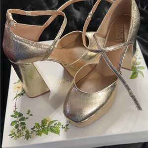 Chelsea & Violet Metallic Gold Heels
